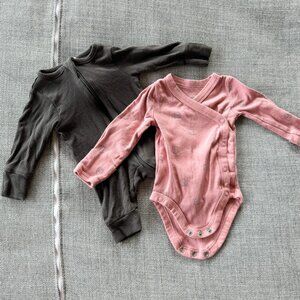 Pink & Gray Set of 2 Newborn Long Sleeve Bodysuit & Sleeper